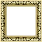 Gold Photo Frame PNG with Black Ornaments