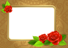 Gold Transparent PNG Frame with Roses
