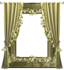 Green Transparent PNG Frame with Curtain