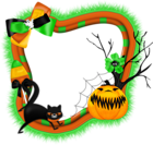 Halloween Transparent PNG Photo Frame with Pumpkin and Cat