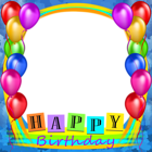 Happy Birthday Blue Festive PNG Frame
