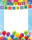 Happy Birthday Transparent PNG Blue Frame