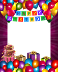 Happy Birthday with Balloons Transparent PNG Frame
