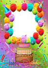 Happy Birthday with Cake Transparent PNG Frame