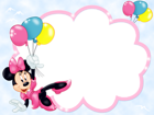 Kids Transparent Frame with Minnie Mouse and Balloons