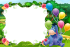 Kids Transparent PNG Frame with eEeyore and Balloons