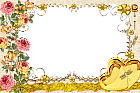Large Transparent Gold Frame with Flowers
