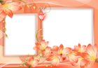 Orange and Yellow PNG Flowers Frame with Heart