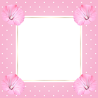 Pink PNG Transparent Frame with Flowers