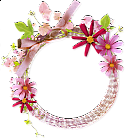 Pink Round Transparent Frame with Flowers