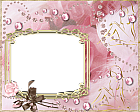 Pink Transparent Frame with roses and Gold Silhouette of Woman