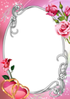 Pink Transparent Frame with Roses and Hearts