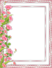 Pink Transparent PNG Frame with Flowers