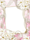 Pink Transparent PNG Photo Frame with White Flowers