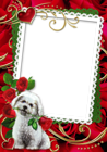 Puppy with Red Roses Transparent Frame
