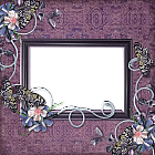 Purple Transparent Frame With Flowers and Butterflies