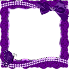 Purple Transparent Frame with Butterfly Ribbon and Pearls