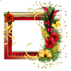 Red Gold Frame with Field Flowers