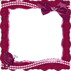 Red Transparent Frame with Butterfly Ribbon and Pearls
