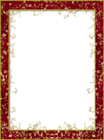 Red Transparent PNG Frame with Gold Flowers
