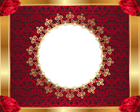 Red and Gold Transparent PNG Frame with Roses