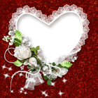 Red and White PNG Frame with Heart and Roses