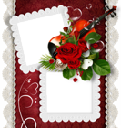 Romantic Double Transparent PNG Frame with Violin and Rose