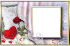 Romantic PNG Photo Frame with Heart Rose and Angel