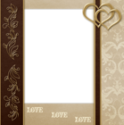Stylish Transparent Brown and Gold Hearts PNG Frame