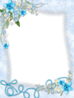 Transparent Blue PNG Frame with Flowers