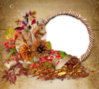 Transparent Brown Fall PNG Photo Frame with Squirrel