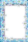 Transparent Bue PNG Frame with Flowers and Butterflies