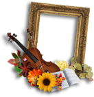 Transparent Classic Frame with Violin and Flowers