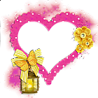 Transparent Frame Pink Heart with Yellow Butterfly Flowers and Lamp