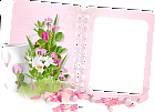 Transparent Frame Pink Book and Bouquet