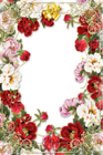 Transparent Gold PNG Frame with Flowers