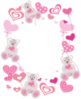 Transparent Hearts PNG Photo Frame with Teddy Bears