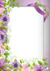 Transparent PNG Photo Frame with Purple Flowers