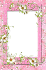 Transparent Pink PNG Frame with Flowers