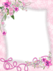 Transparent Pink PNG Frame with Flowers