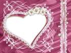 Transparent Pink PNG Photo Frame with Heart and Flowers