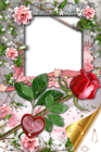 Transparent Romantic Frame with Rose and Heart