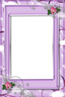 Transparent Violet PNG Frame with Flowers