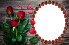 Transparent Wooden Frame with Red Roses