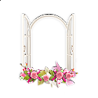 Window with Pink Flowers Transparent Frame