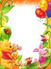 Winnie The Pooh with Balloons Kids Transparent PNG Photo Frame