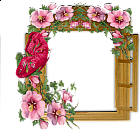 Wooden Winow with Flowers and Butterfly Transparent Frame