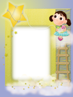 Yellow Kids Transparent Frame with Girl and Star