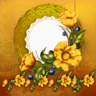 Yellow PNG Photo Frame with Flowers