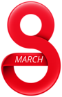 March 8 Red PNG Clipart Image